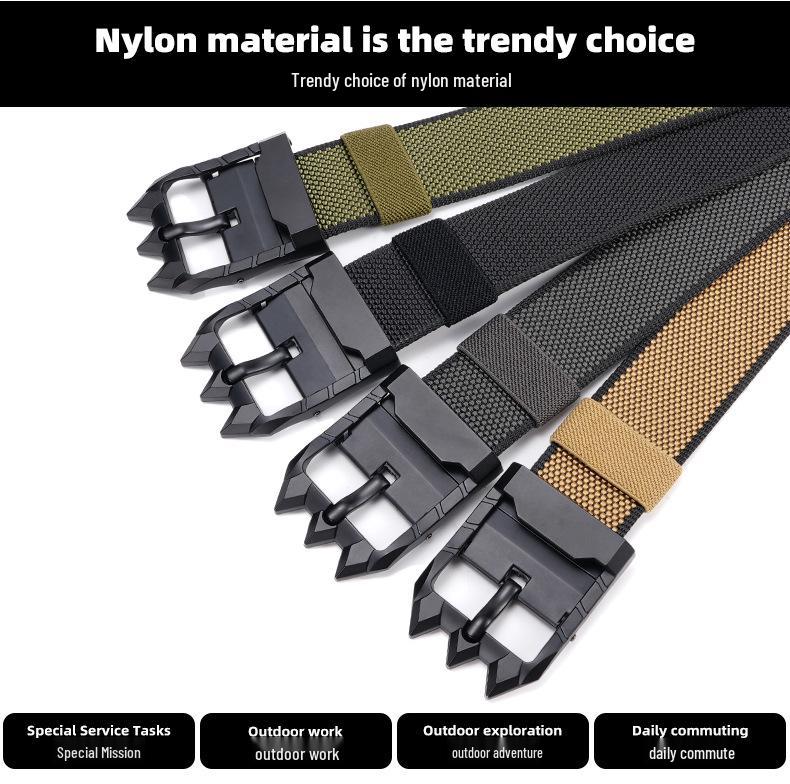 Men's Nylon Canvas Belt with Rotating Alloy Pin Buckle - Durable, Versatile Outdoor Tactical Belt