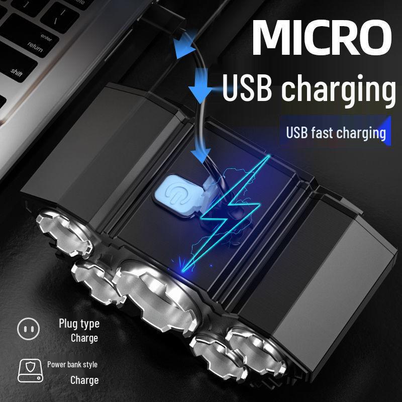 Перезаряжаемый водонепроницаемый 5-светодиодный налобный фонарь - Сверхяркий, портативный, для использования на открытом воздухе и рыбалки