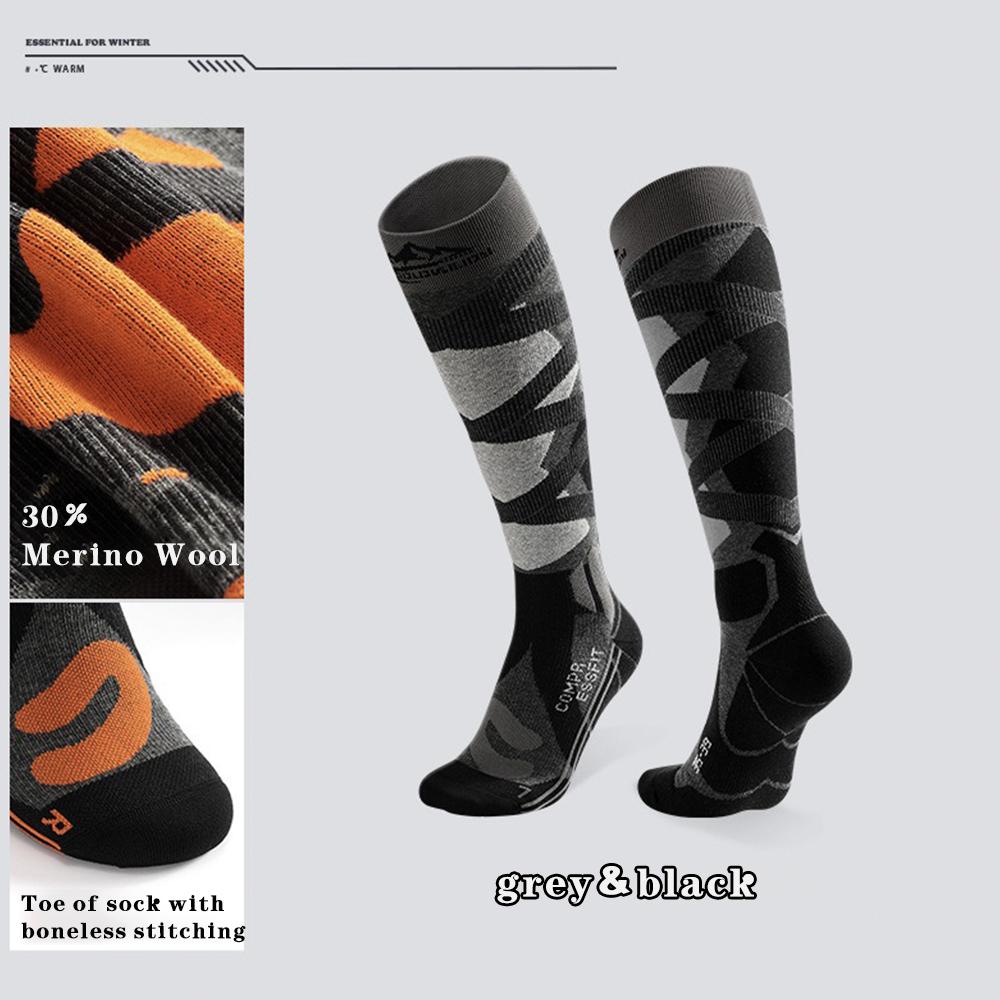 Лыжные носки для мужчин и женщин, дышащие компрессионные чулки, термоноски, теплые толстые зимние носки выше колена для занятий спортом на открытом воздухе