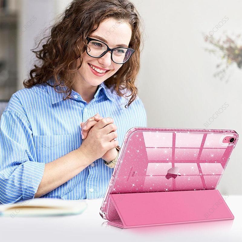 Чехол для iPad 11-го 12-го A19 A16 10-го с держателем для карандаша Funda iPad Air 11 13 M4 Pro 11 12.9 4 5 10.9 10.2 Умный блестящий чехол