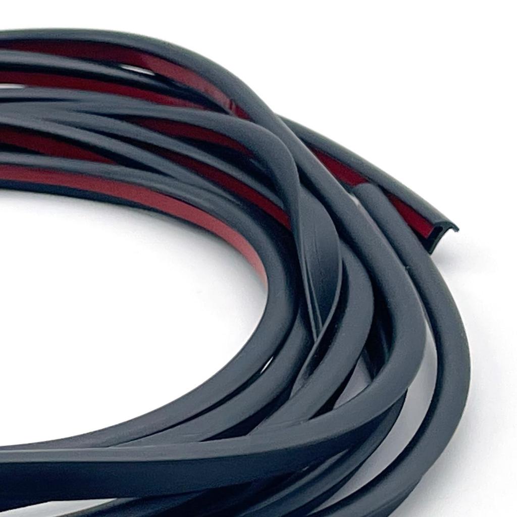 LEXOR Aero Molding, Universal Rubber Seal Strip, T-Shaped, Front, Rear, Side, Bumper Adhesive Tape, Gap Filler, Edge Trim, Black, 12m