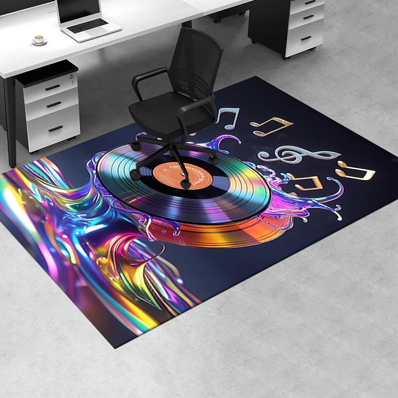 Colorful Vinyl Record Chair Mat: Office Carpet, Oversized Rug for Home Decor, Sofa Mat, Desk Pad Gift Suitable for Bedroom, Living Room, Any Room