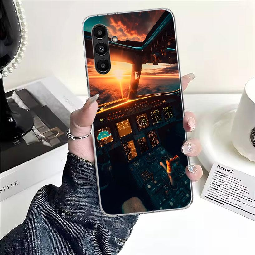 Aviation Aeroplane Pilot Cockpit Phone Case For Samsung Galaxy A13 A14 A15 A16 A17 A53 A54 A55 A56 A57 A33 A34 A35 A36 A37 A23 A