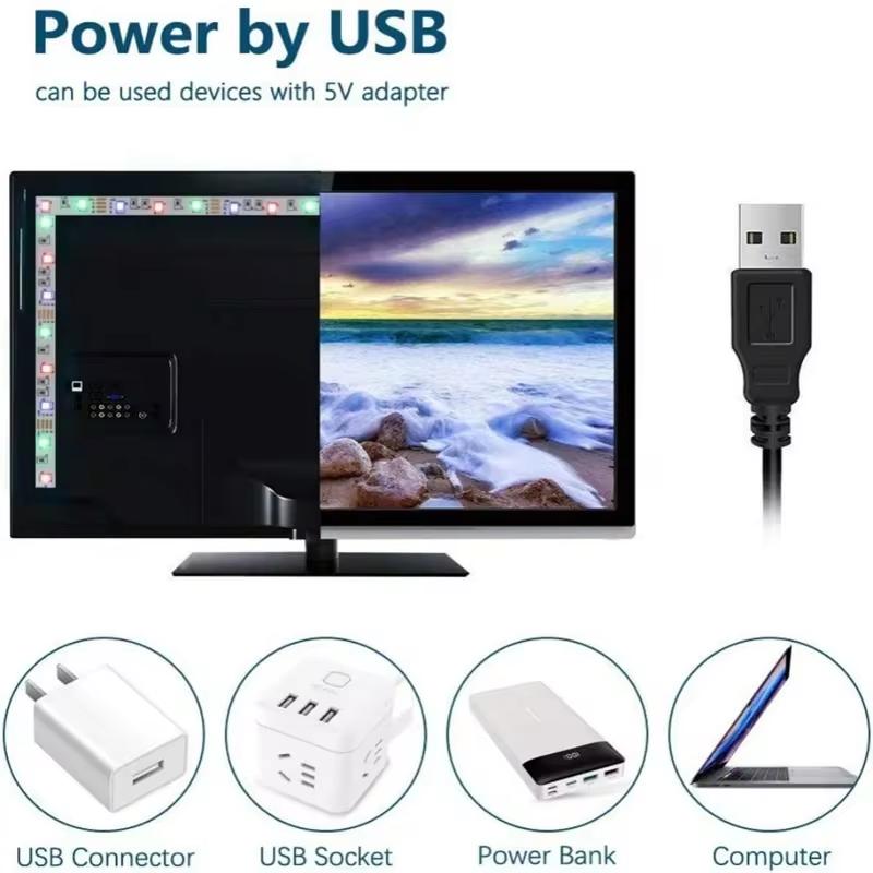 Светодиодная лента USB 2835 10M/15M RGB с дистанционным управлением, гибкая лента для ламп, подсветка экрана телевизора, диодная лента