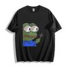 Sad Frog Holding Cross T-Shirt - Meme-Inspired Unisex Tee