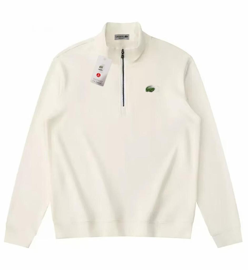 Мужской осенний хлопковый свитшот на молнии до середины груди однотонный с вышивкой логотипа рыбы со стойкой