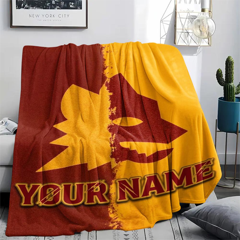 1PC Custom Name AS Roma Patterned Flannel Blanket Suitable For All Seasons for Home Decor Warmth and Comfort Gifts Holiday Present
