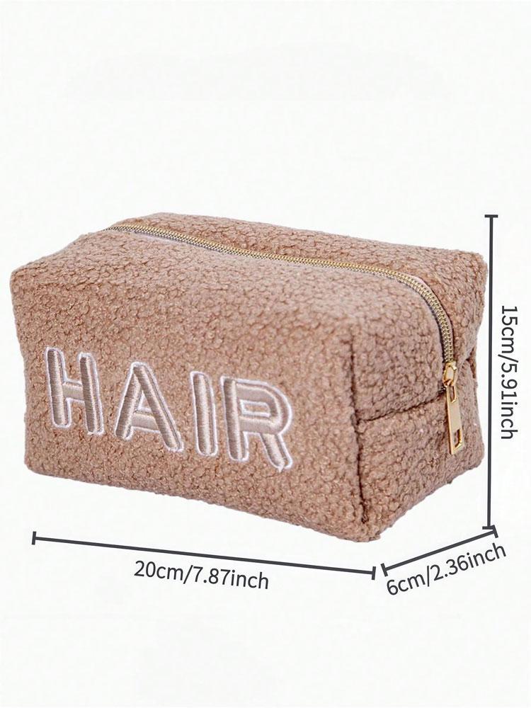 1 шт. однотонная портативная плюшевая косметичка «Тедди», плюшевая косметичка большой вместимости, простая косметичка, дорожная косметичка
