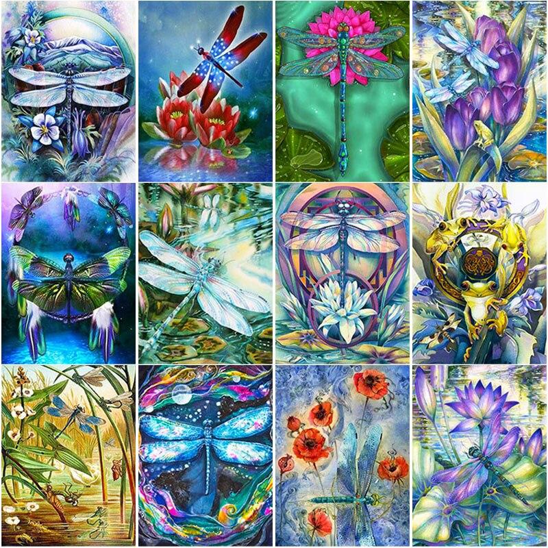 New 5D DIY Diamond Painting Dragonfly Diamond Embroidery Animal Cross Stitch Full Round Drill Home Decor Manual Art Gift