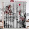 2PC Home Decoration Curtains, Snow Seeking Plum Blossom With Pole Bag Curtains, Kitchen, Coffee Shop, Living Room, Balcony