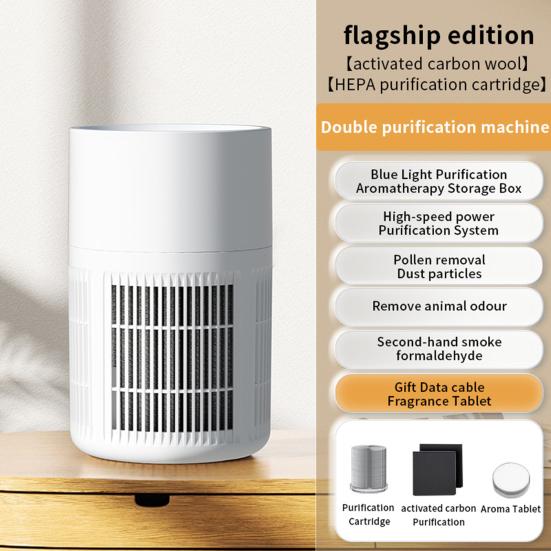 Small Air Purifier Wide Coverage Range Energy-saving Low Noise Activated Carbon Filter Compact Air Cleaner Odor Remover