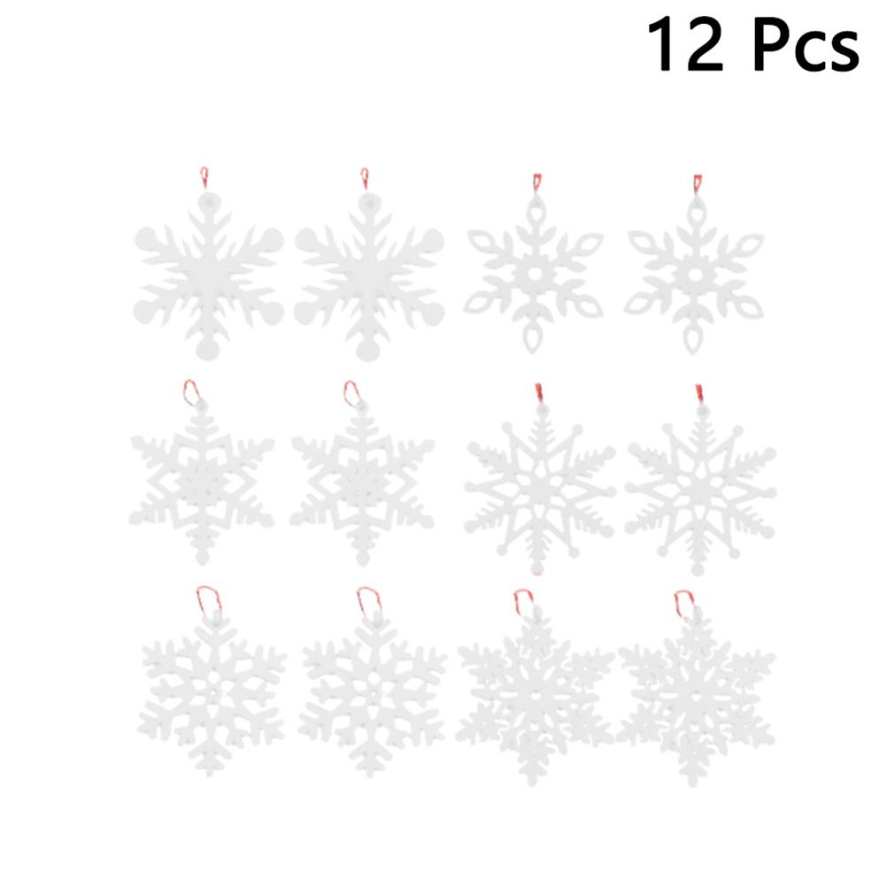 12Pcs Wooden Snowflake Pendants Christmas Hanging Decorations Delicate Snowflake Shapes for Tree Window Courtyard Use