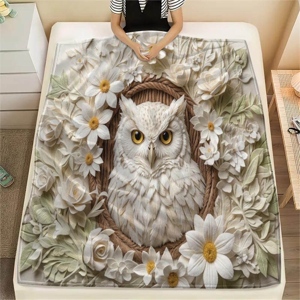 1Pc owl Print Flannel Blanket, High quality Comfortable for All Seasons, Home Decor, Warmth and Comfort, Perfect for Christmas Gifts W64