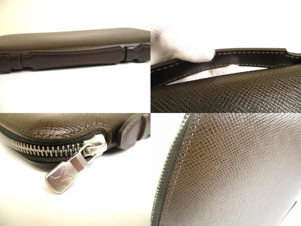 Оригинальный кошелек LOUIS VUITTON Taiga из кожи темно-коричневого цвета на круговой молнии, дорожный кейс #a856, восстановленный