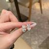 Серьги-гвоздики «Двойное сердце» со стразами, легкая роскошь, милые, для женщин   Искрящиеся, модные и изысканные серьги