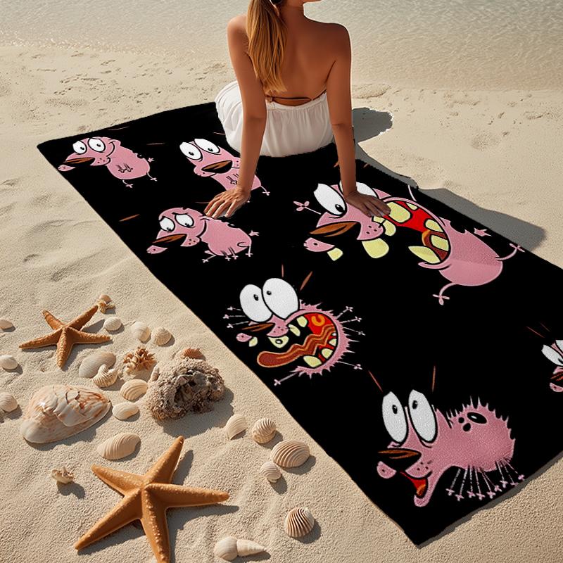 Pink dog In The Garden Beach Towel, Super Soft Microfiber, Gift for Her/Him, Birthday, for Pool, Beach, Travel, Home Decor Fan gifts