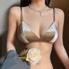 French Triangle Cup Without Steel Ring Bra, Thin Velvet Sexy Underwear, Big Breasts Show Small Natal Year Red Underwear
