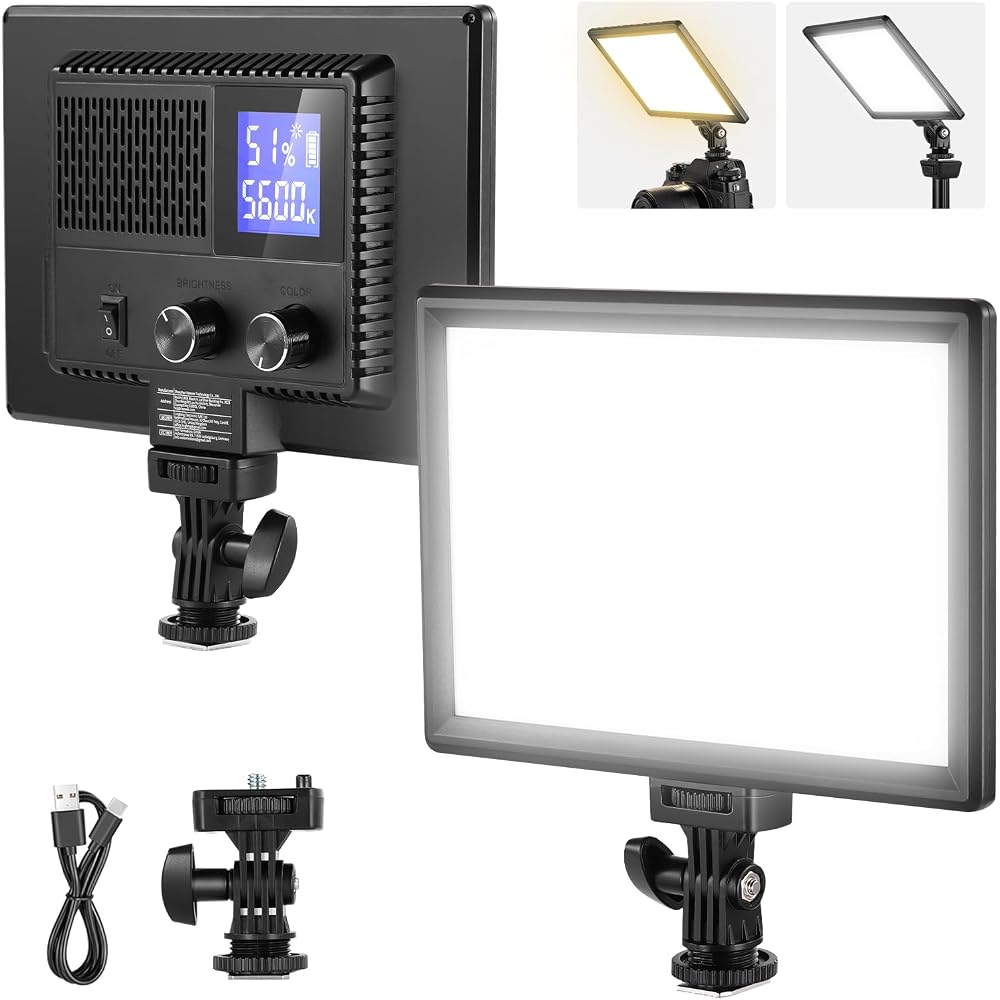 NEEWER 9-inch LED Video Light, Camera Light, Photography Light, Selfie Light, Panel Light, Adjustable Brightness 3200K~5600K CRI95+ 600Lux, 4000mAh Ba
