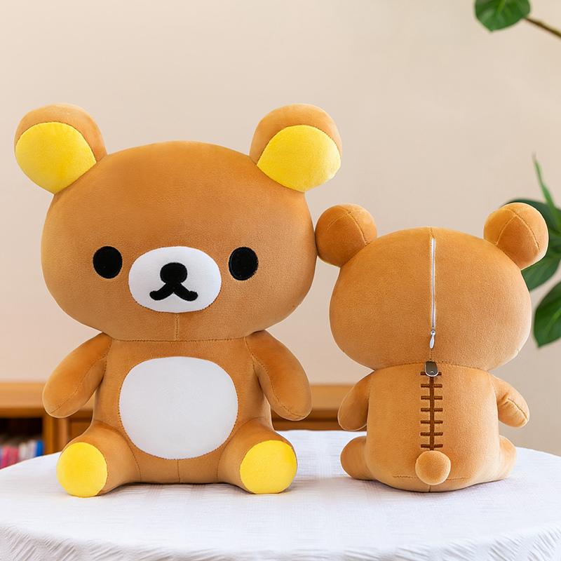 Большая коричневая плюшевая игрушка-медведь Каваи Рилаккума Плюшевая игрушка Мягкая милая мультяшная кукла-медведь Подушка Для детей Фанатов Подарки