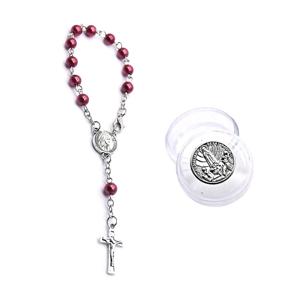 Католический крест браслет-розарий религиозная цепочка на палец крещение розарии жемчужные браслеты для крещения сувенир крестины