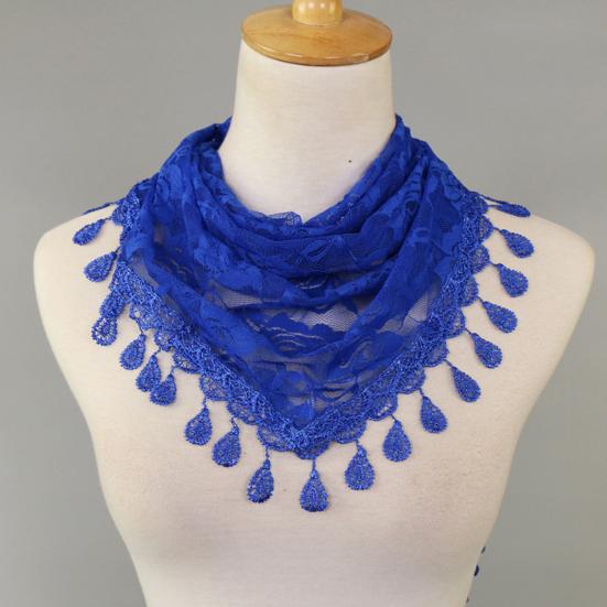 Lace Triangle Scarf See-through Solid Color Scarf with Rose Elements Versatile Shawl Headscarf Daily Decoration