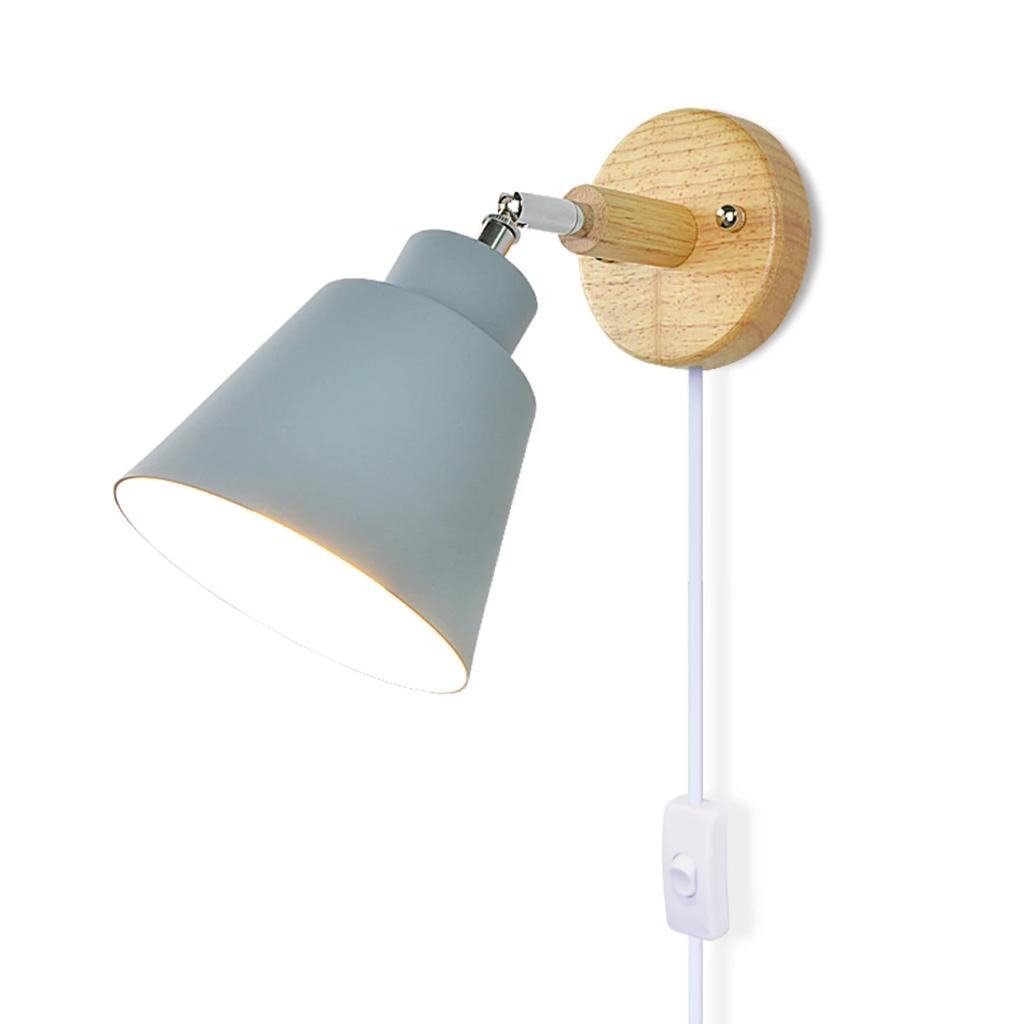 New Nordic Wall Light Indoor DIY E27 Wooden 6 Colors EU/UL Plug 350° Wall Lamps Living Room Bedroom Aisle Sconce Fixtures Decov