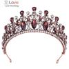 Великолепная бронзовая фиолетовая хрустальная свадебная корона, винтажная свадебная диадема, королевская тиара, корона, головной убор, свадебное платье, украшения для волос