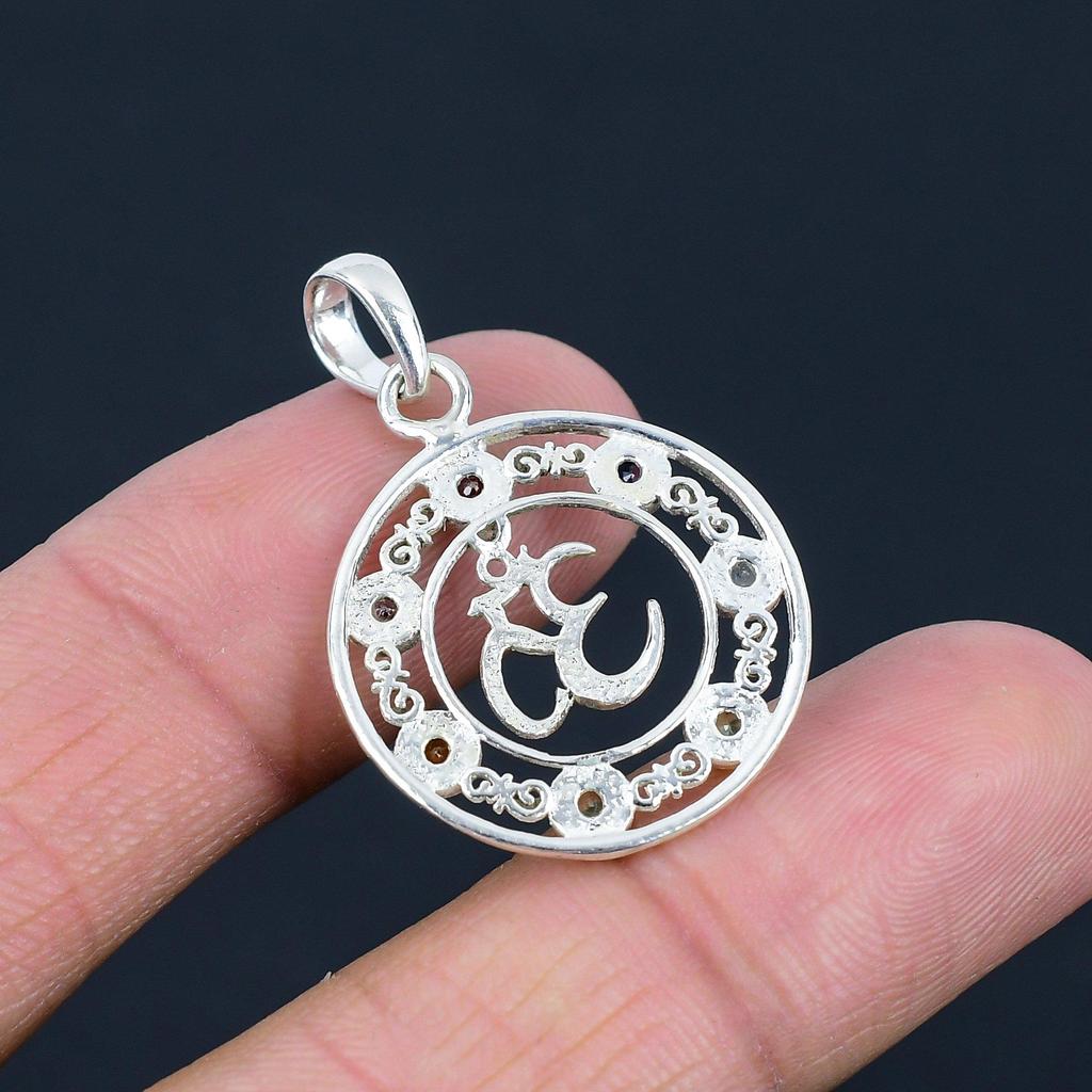 Подвеска из натурального камня семи чакр Ом Шивы, серебро 925 пробы, подвеска ручной работы, ювелирный подарок на День святого Валентина