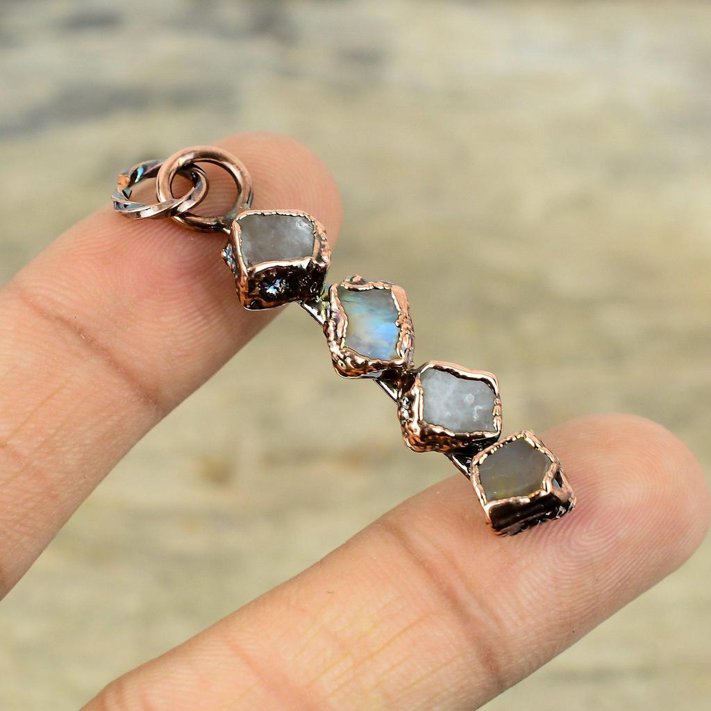 Кулон из необработанного драгоценного камня лабрадорит, гальванопластическая медная подвеска, ювелирное изделие ручной работы из меди, дизайнерский кулон, гальванопластическая бижутерия, подарок для нее