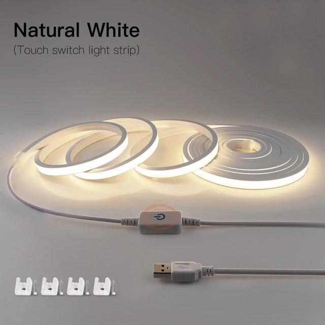 5v Usb Strip Led Neon Lights Touch Dimmable Cob Neon Tape Sign 320ledm Silicone Tube Ribbon For Home Kitchen Cabinet Night Lamp