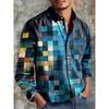 Abstract Casual Fashion Patchwork Design Linen Shirt Floral 3D Printed New Style Comfortable Fit Long Sleeve Casual Shirt