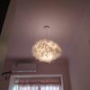 Iron Chandelier With Feather Shade And Led Lighting For Home Living Spaces