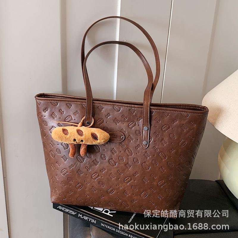 Retro tote bag women's large capacity 2025 new autumn and winter simple and versatile shoulder bag high-end sense work commuter bag