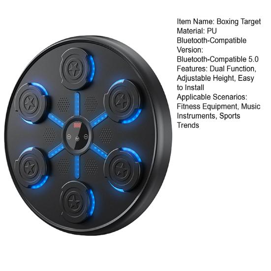 Умная музыкальная боксерская мишень, совместимая с Bluetooth 5.0, настенная боксерская тренировочная машина со светодиодным дисплеем и 9 режимами работы.