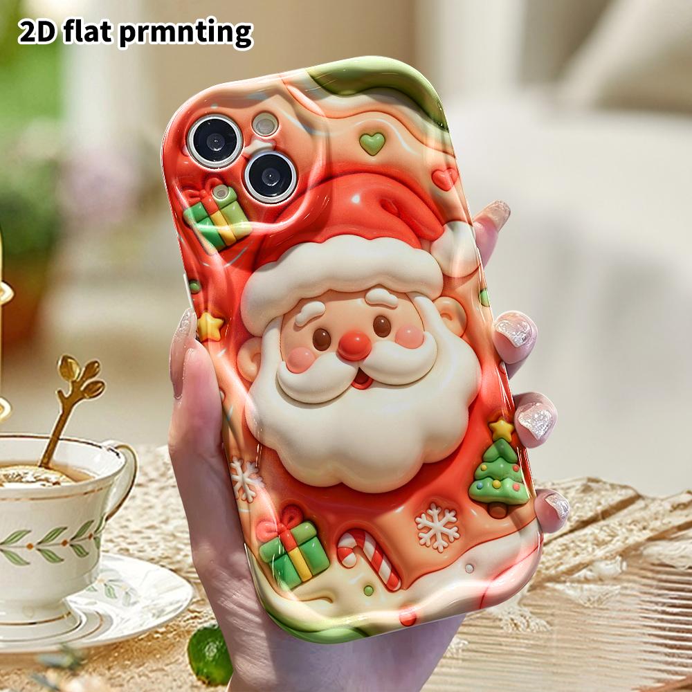 Phone Case: 2D flat design suitable for iPhone 18 17 16 15 14 13 Pro protective case, Santa Claus, Christmas and Halloween, perfect holiday gift