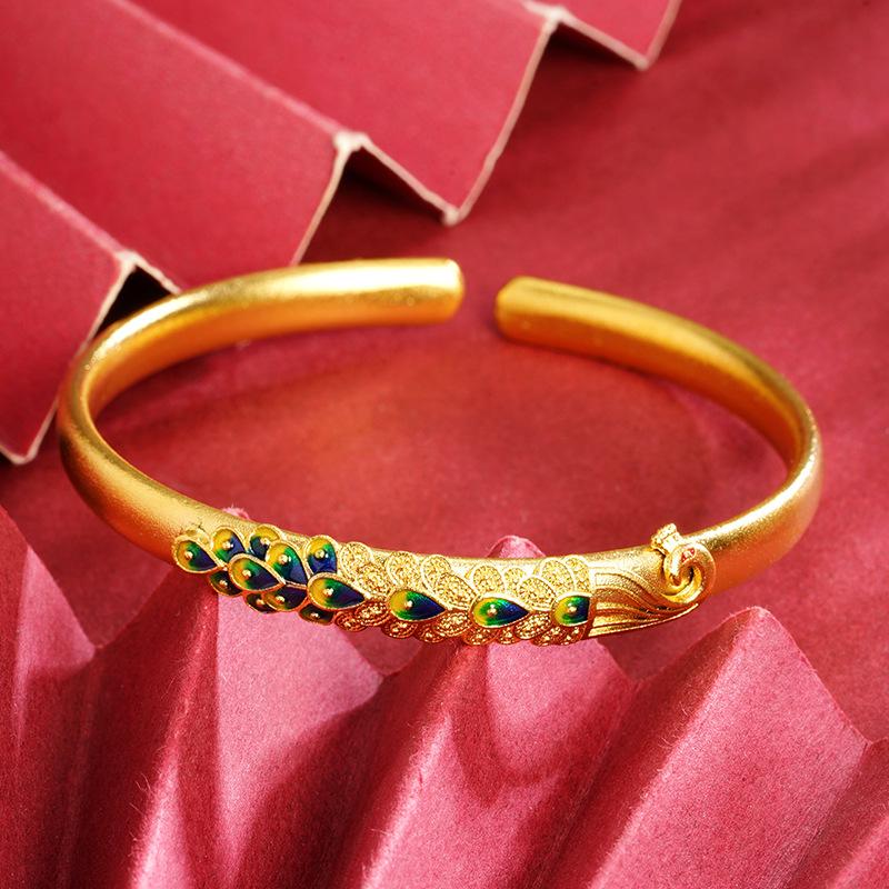 Enamel Open Peacock Bracelet Ethnic Style Women's Retro Versatile Jewelry