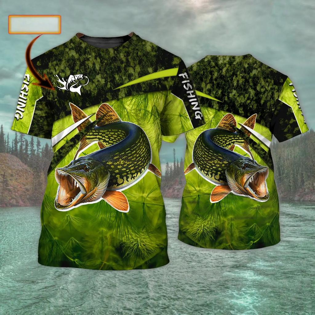 Мужские футболки с надписью «Рыбалка» с персонализированным именем 3D-принтом по всей поверхности, классная летняя футболка унисекс с коротким рукавом