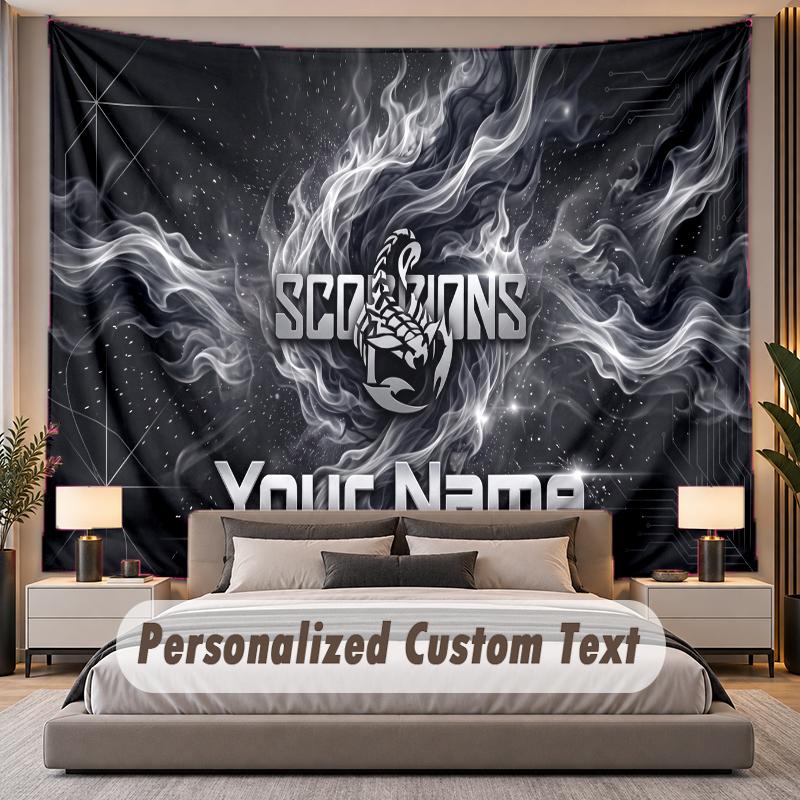 Custom Name Text Tapestry Scorpions Personalized Polyester Wall Tapestry For Bedroom And Room
