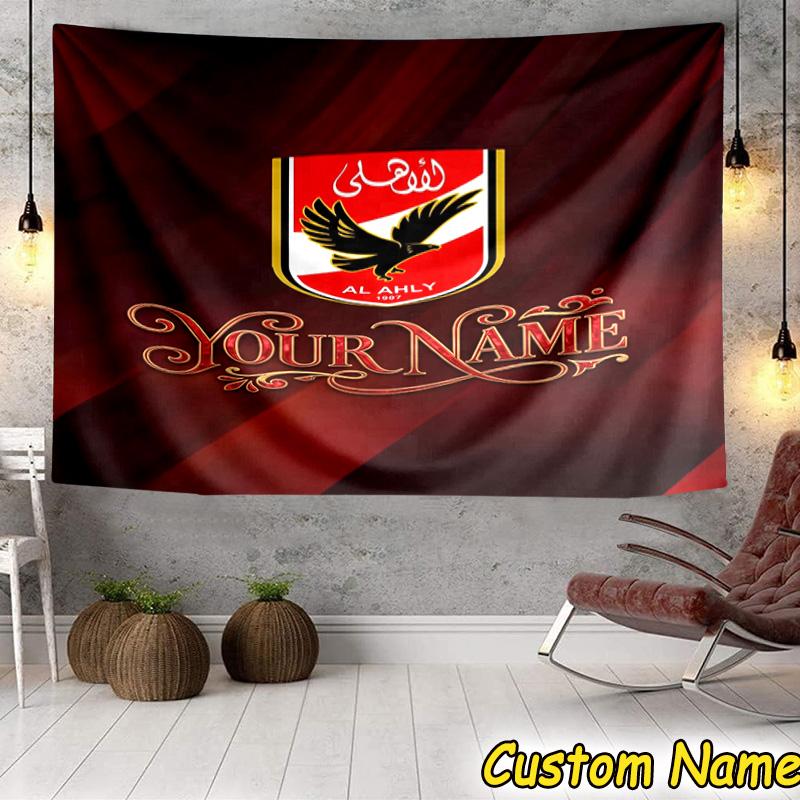 Custom Name Al-ahly football Design Tapestry Room Decoration Wall Hanging for Living Room Bedroom, dormitory, Birthday and Christmas gifts