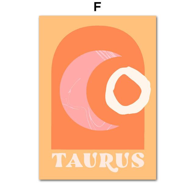 Рамка из цельного дерева Рак Лев Знак зодиака Звезда Лист Бохо Ретро Стена Искусства Холст Картины Скандинавские Современные Плакаты Печатает Фотографии Спальня Домашний Декор