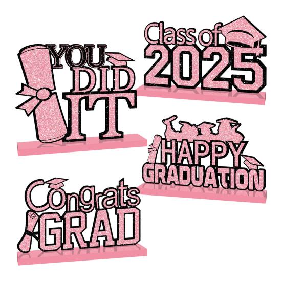 4 шт. центральные украшения для выпускного стола 2025 года, деревянные таблички с поздравлениями с выпускным, украшения для многоярусного подноса, декор выпускного вечера