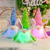 Spring Easter Sequins Gnomes Plush Doll Bunny Ears Gnome with LED Light Festival Home Decorations