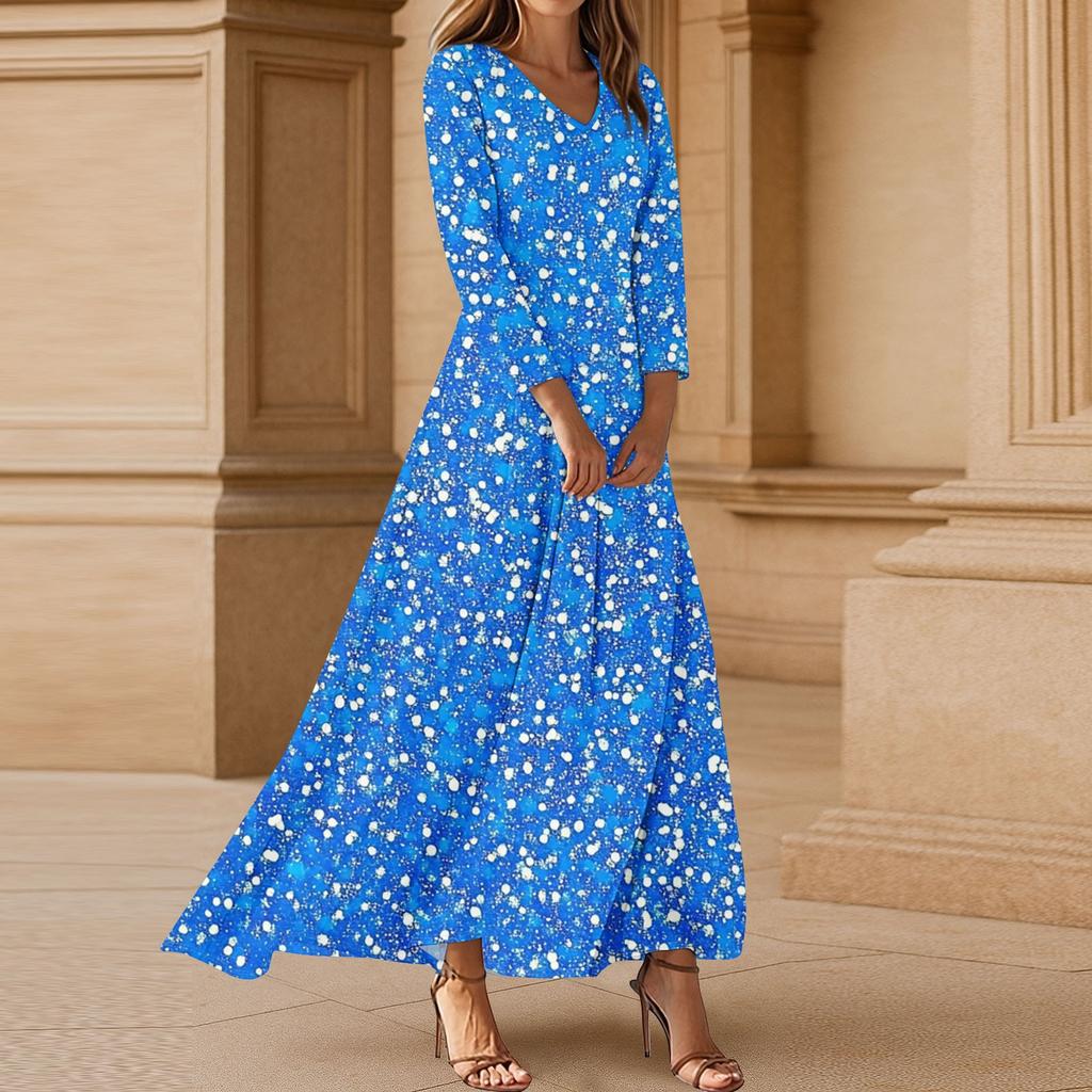 Women's Three-quarter Sleeves Fashionable Floral Print Loose Casual Comfortable Dress