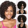 Short Afro Kinky Curly Wig Synthetic Ombre Brown Blonde Wigs for Women Side Part Bob Wigs Heat Resistant Natural Hair