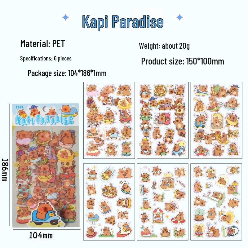 Capybara Cute Waterproof Stickers for Kids - Ins Style Collage & DIY Journal Decoration