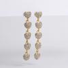 Full Zircon Tiny Heart Long Tassel Dangle Earrings Hot Sale New Waterproof Ear Stud Bride Wedding Jewelry Luxury Accessories