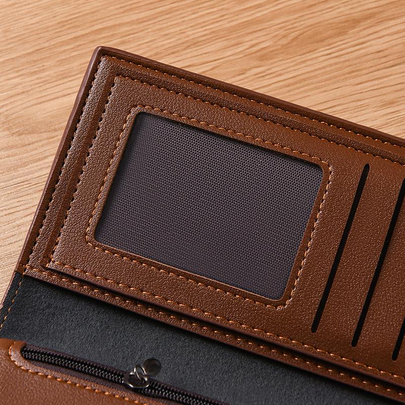 Мужской длинный кошелек из ПУ кожи с держателем для карт RFID, карманом для монет на молнии, множеством слотов для карт, держателем для фото ID, складной кошелек, большая вместимость, тонкий кошелек