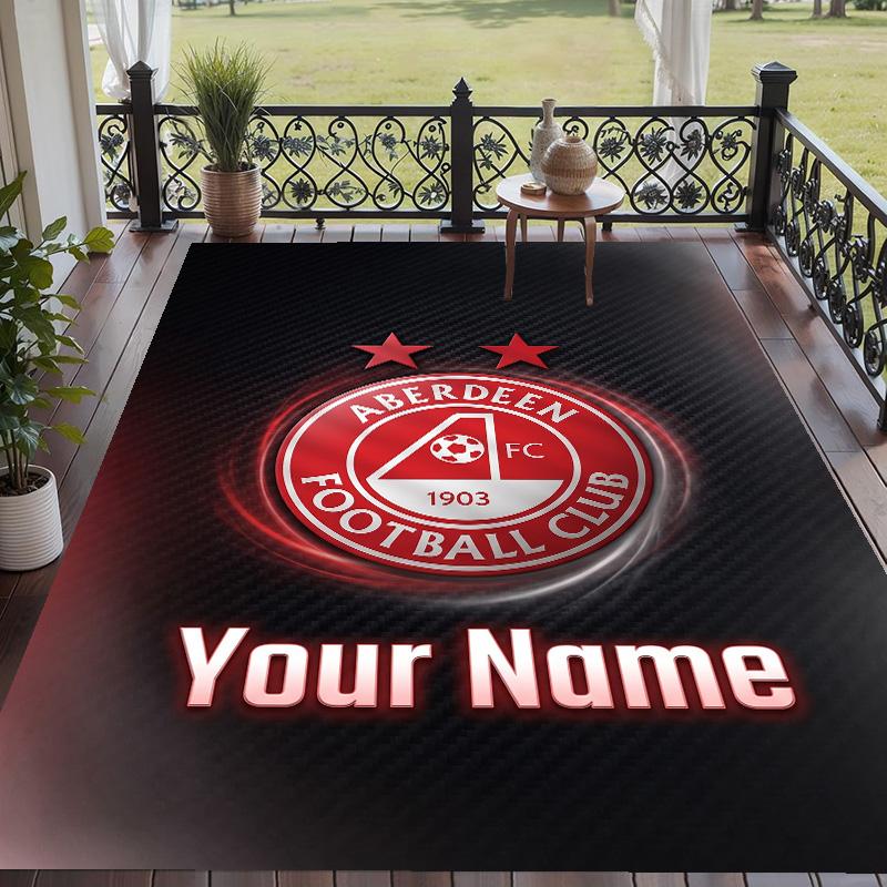 Custom Text Printed Rug Aberdeen FC Non Slip Floor Carpet For Home Room Decor