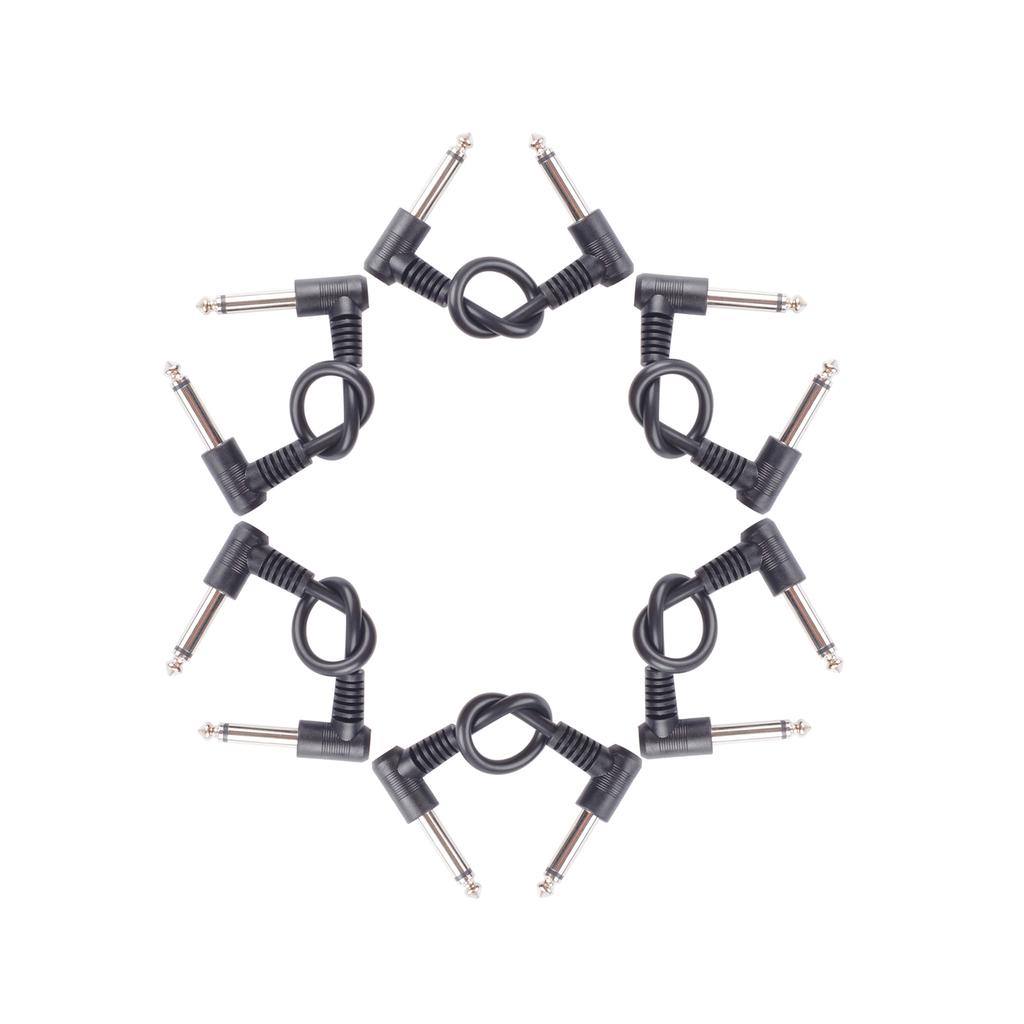 6Pcs Guitar Patch Cables 7 Inch Guitar Pedal Cable 6.35mm Interface Right Angle Type Connectors