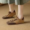 Fashion 2025 New Suede Leather Loafers Woman Round Toe Lace Up Casual Flats Shoes Outdoors Walk Fashion Shoes Flats Shoes for Women
